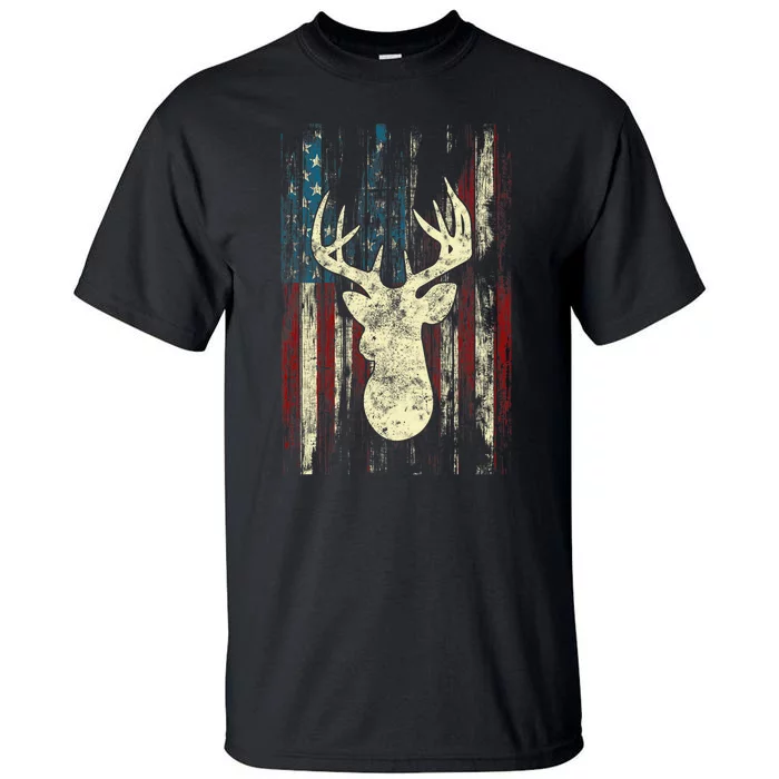 Distressed Patriotic Deer Hunting American flag Tall T-Shirt