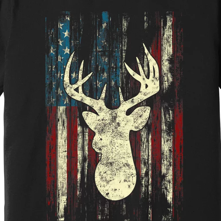 Distressed Patriotic Deer Hunting American flag Premium T-Shirt