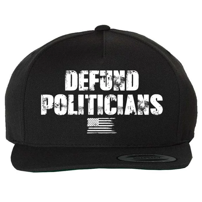 Defund Politicians Distressed Vintage USA Flag Wool Snapback Cap