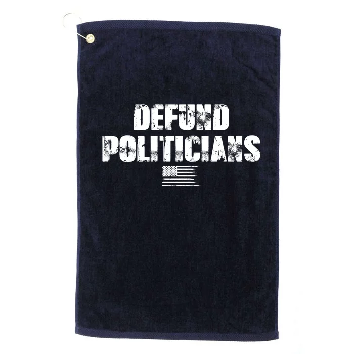 Defund Politicians Distressed Vintage USA Flag Platinum Collection Golf Towel