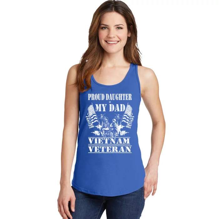 Distressed Proud Daughter Dad Vietnam Veteran Military Gift Cool Gift Ladies Essential Tank