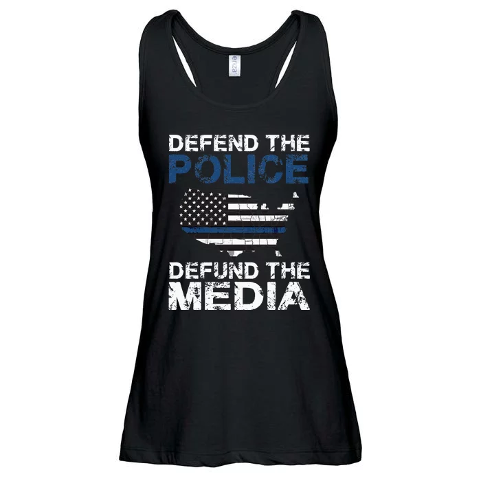 Defend Police Defund The Media American Flag USA Ladies Essential Flowy Tank