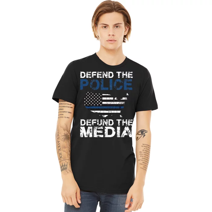 Defend Police Defund The Media American Flag USA Premium T-Shirt