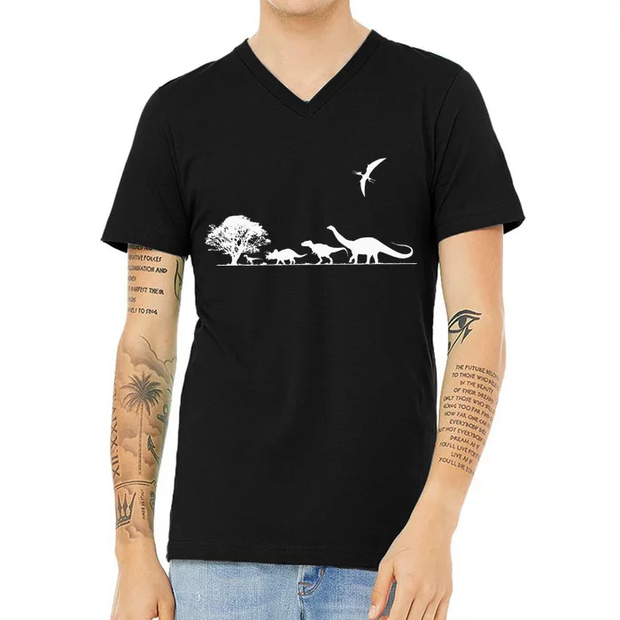 Dinosaurs Prehistoric Dinosaur Kids Or Adults Dino V-Neck T-Shirt