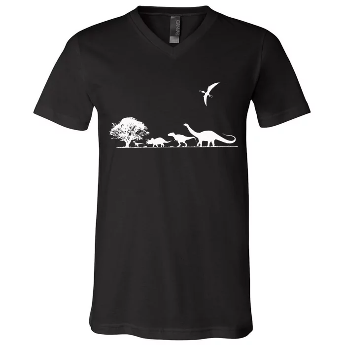 Dinosaurs Prehistoric Dinosaur Kids Or Adults Dino V-Neck T-Shirt