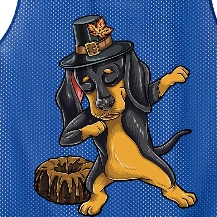 Dabbing Pilgrim Dachshund Pound Cake Thanksgiving Gift Mesh Reversible Basketball Jersey Tank