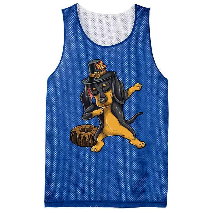 Dabbing Pilgrim Dachshund Pound Cake Thanksgiving Gift Mesh Reversible Basketball Jersey Tank