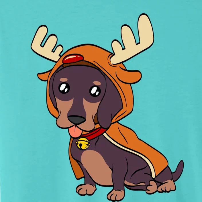 Dachshund Puppy Dressed As Reindeer Dogs Xmas Gift ChromaSoft Performance T-Shirt