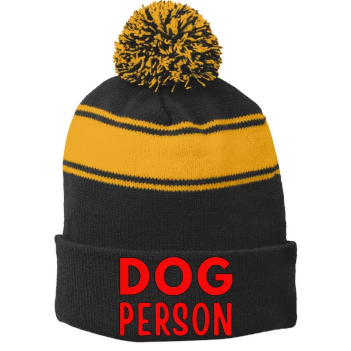 Dog Person Stripe Pom Pom Beanie