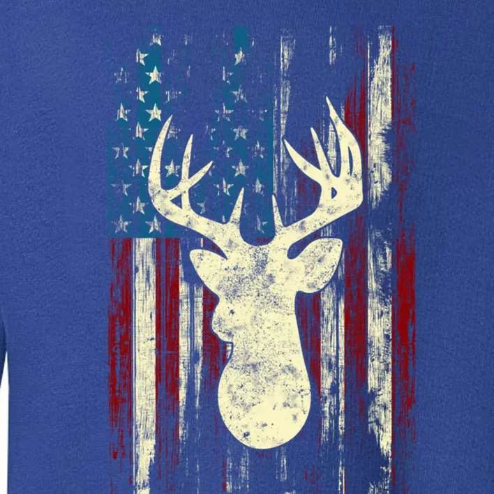 Distressed Patriotic Deer Hunting American Flag Gift Toddler Sweatshirt