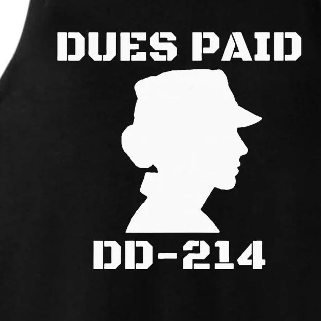 Dues Paid DD214 Female Veterans Day Women Ex Army Soldier Ladies Tri-Blend Wicking Tank