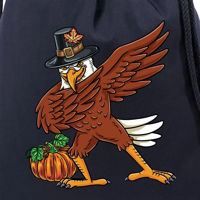 Dabbing Pilgrim Eagle Thanksgiving Funny Gift Drawstring Bag