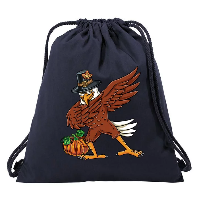 Dabbing Pilgrim Eagle Thanksgiving Funny Gift Drawstring Bag