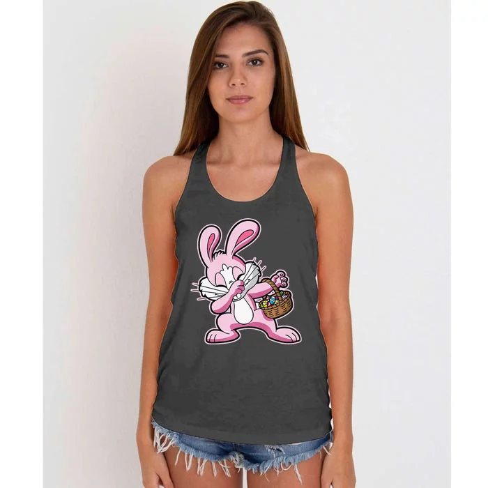 Dabbing Pink Easter Bunny Womensy Premium Women's Knotted Racerback Tank