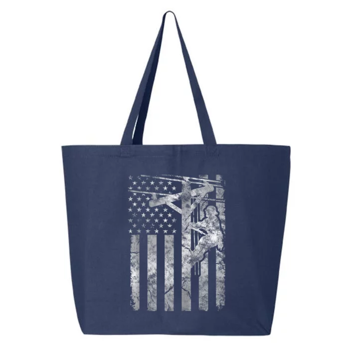 Distressed Patriotic Electric Cable Lineman American Flag Zip Hoodie 25L Jumbo Tote