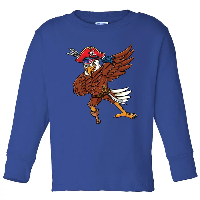 Dabbing Patriotic Eagle Pirate Halloween Cool Gift Toddler Long Sleeve Shirt