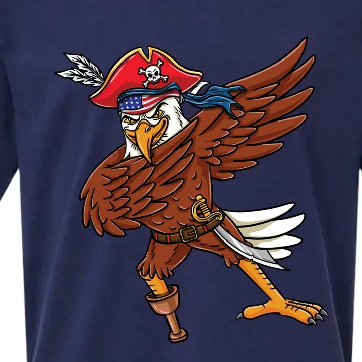 Dabbing Patriotic Eagle Pirate Halloween Cool Gift Sueded Cloud Jersey T-Shirt