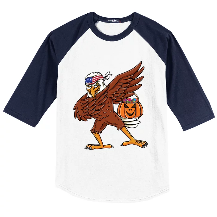 Dabbing Patriotic Eagle Halloween Funny Gift Baseball Sleeve Shirt