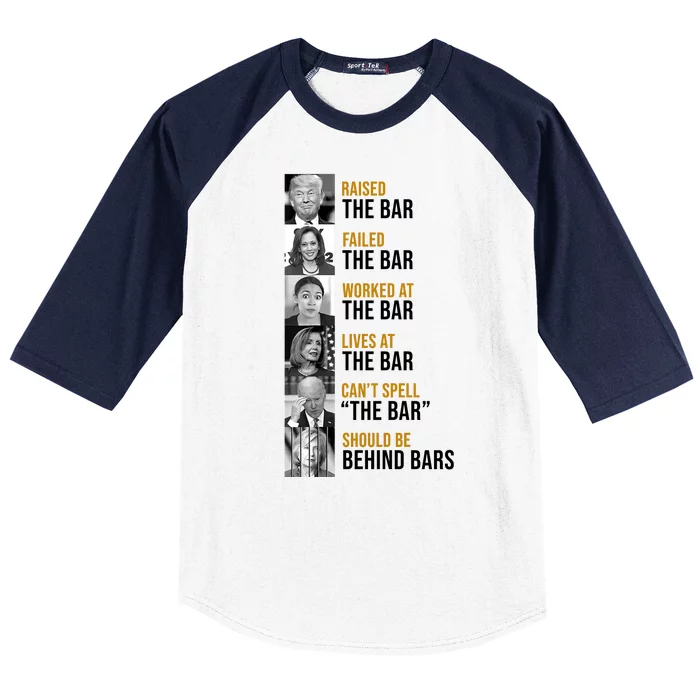 Democrat Party Funny Political Behind Bars Baseball Sleeve Shirt