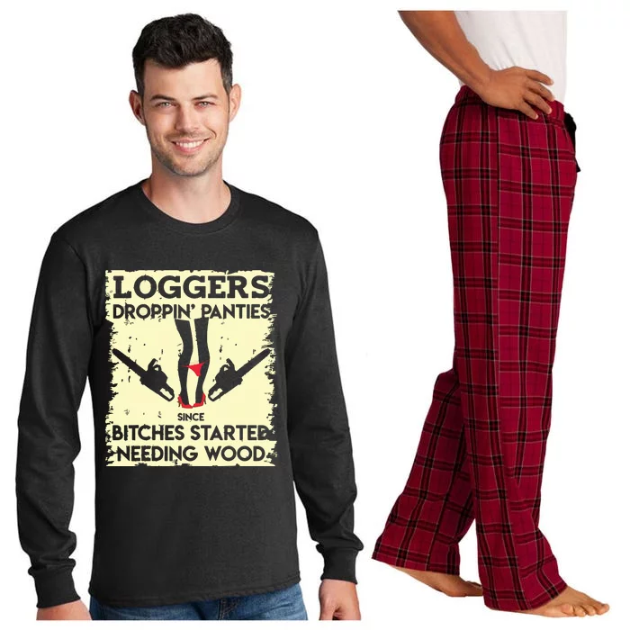 Droppin' Panties Funny Dirty Lumberjack Badass Logger Long Sleeve Pajama Set