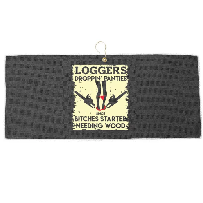 Droppin' Panties Funny Dirty Lumberjack Badass Logger Large Microfiber Waffle Golf Towel