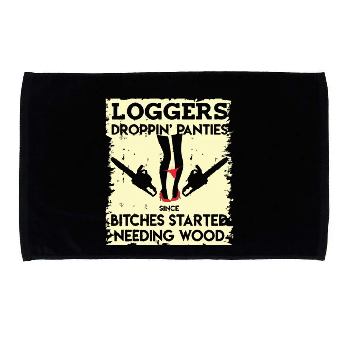 Droppin' Panties Funny Dirty Lumberjack Badass Logger Microfiber Hand Towel