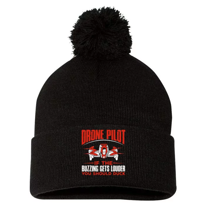 Drone Pilot Funny Drones Drone Pilot Quadrotor Pom Pom 12in Knit Beanie