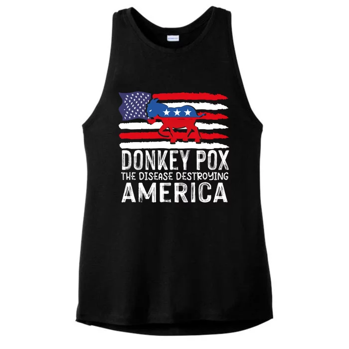 Donkey Pox Funny Anti Democrat Ladies Tri-Blend Wicking Tank