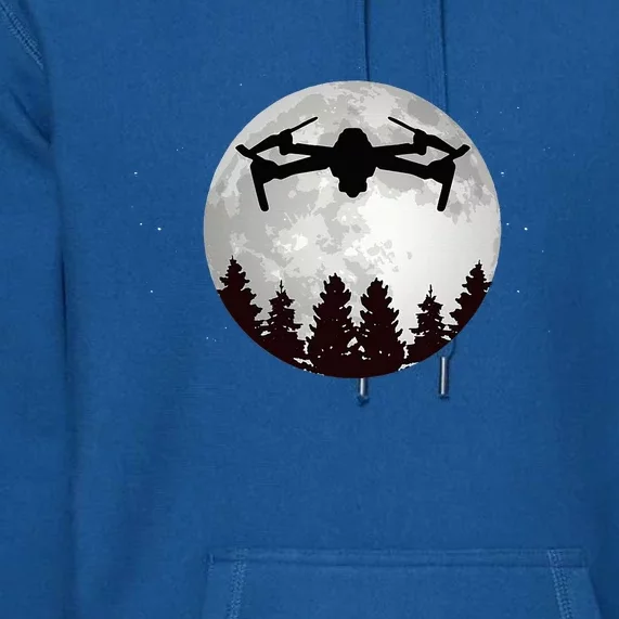 Drone Pilot Full Moon Funny Fpv Drone Quadcopter Premium Hoodie