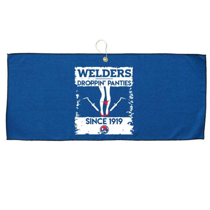 Droppin' Panties Funny Dirty Badass Welder Welding Tee Large Microfiber Waffle Golf Towel