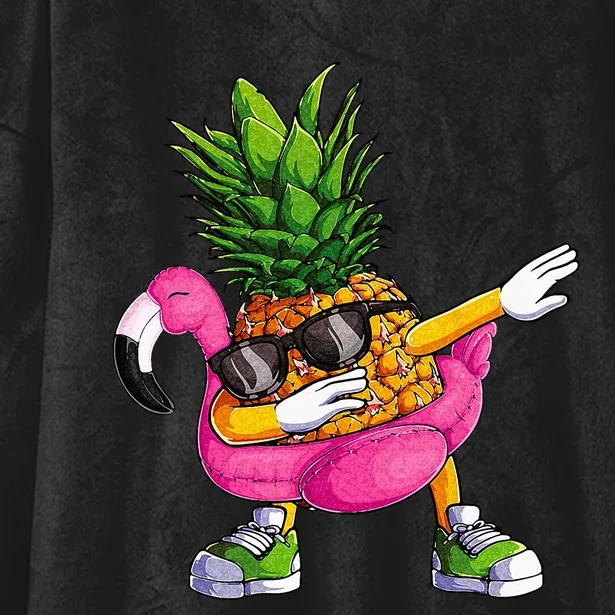 Dabbing Pineapple Flamingo Tropical Aloha Beach Hawaiian Hooded Wearable Blanket