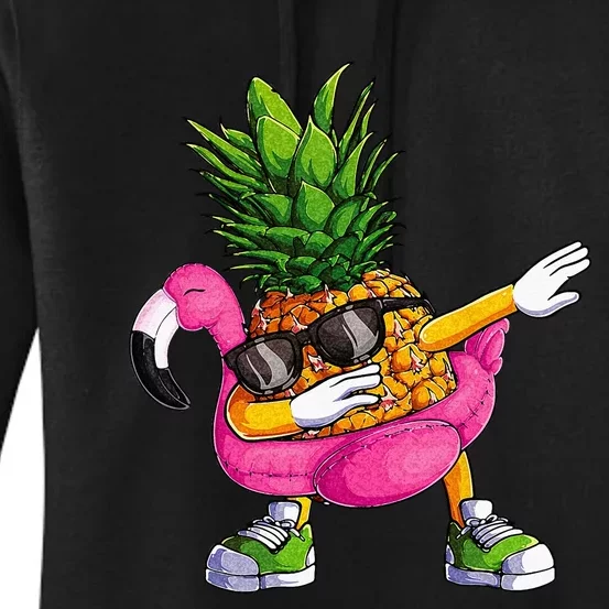 Dabbing Pineapple Flamingo Tropical Aloha Beach Hawaiian Women's Pullover Hoodie