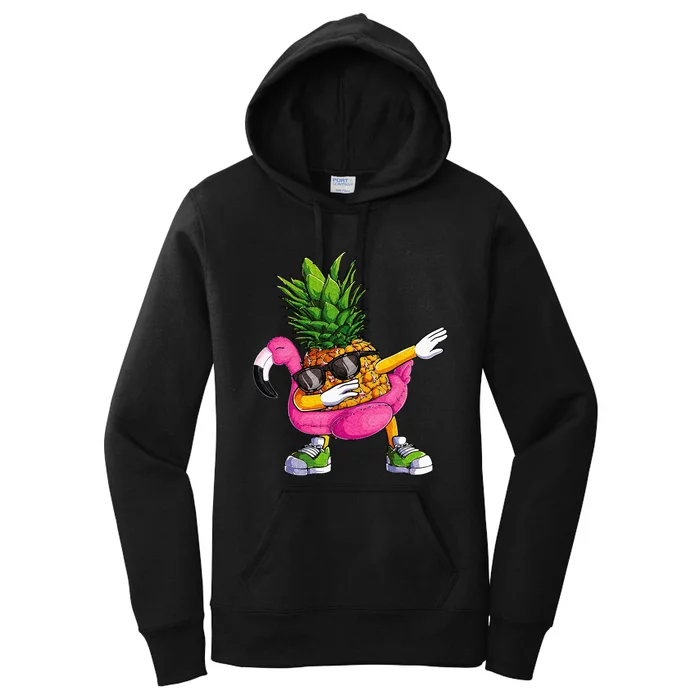 Dabbing Pineapple Flamingo Tropical Aloha Beach Hawaiian Women's Pullover Hoodie