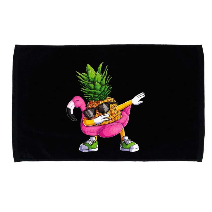 Dabbing Pineapple Flamingo Tropical Aloha Beach Hawaiian Microfiber Hand Towel