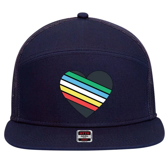 Disability Pride Flag July Disabled Pride Month Awareness 7 Panel Mesh Trucker Snapback Hat