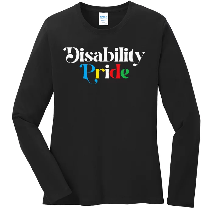 Disability Pride Flag July Disabled Pride Month Awareness Ladies Long Sleeve Shirt