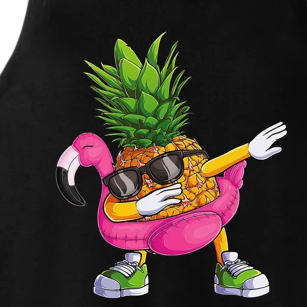 Dabbing Pineapple Flamingo Tropical aloha Beach Hawaiian Ladies Tri-Blend Wicking Tank