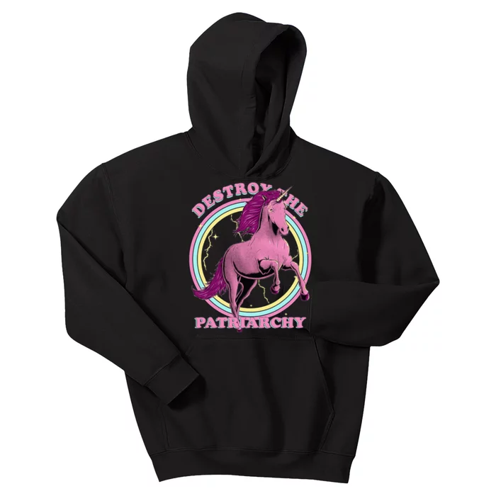 Destroy Patriarchy Feminism Unicorn Feminist Empowered Kids Hoodie