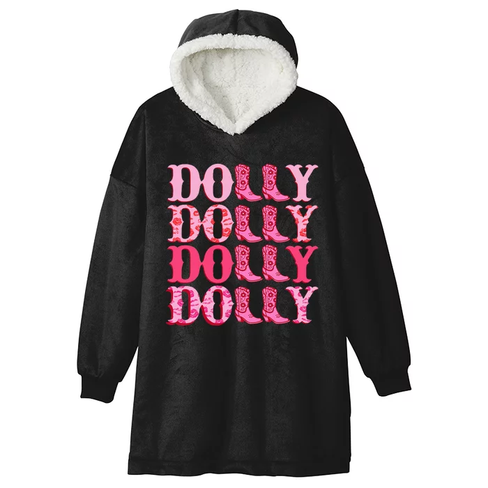 Dolly Personalize First Name Groovy Cowboy Boots Hooded Wearable Blanket