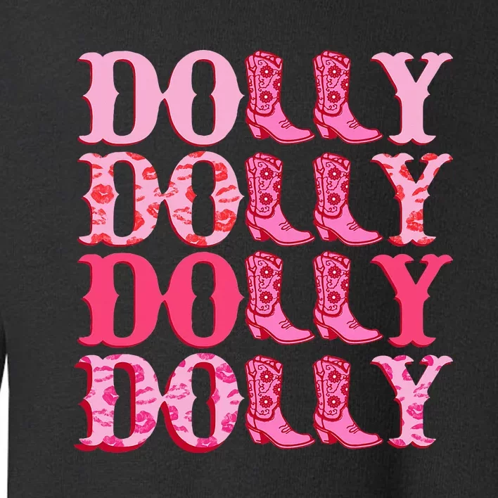 Dolly Personalize First Name Groovy Cowboy Boots Toddler Sweatshirt