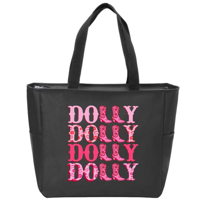 Dolly Personalize First Name Groovy Cowboy Boots Zip Tote Bag