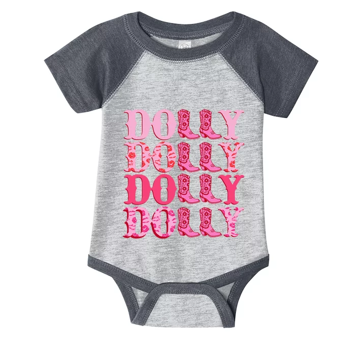 Dolly Personalize First Name Groovy Cowboy Boots Infant Baby Jersey Bodysuit