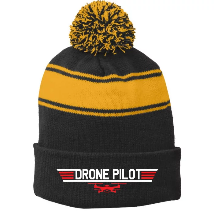 Drone Pilot Funny Quadcopter RC Flying Wings Gift Stripe Pom Pom Beanie