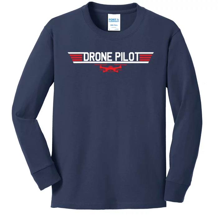 Drone Pilot Funny Quadcopter RC Flying Wings Gift Kids Long Sleeve Shirt