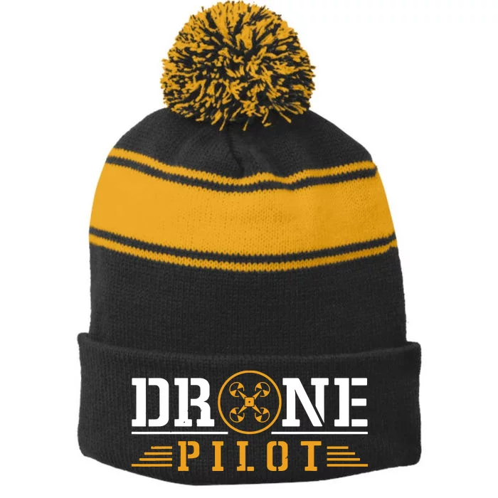 Drone Pilot Funny Quadrotor Drone Pilot Drones Stripe Pom Pom Beanie