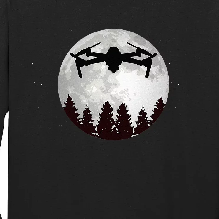 Drone Pilot Full Moon Funny FPV Drone Quadcopter Tall Long Sleeve T-Shirt