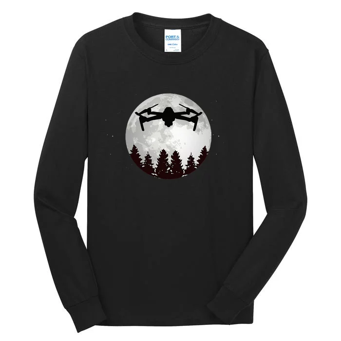 Drone Pilot Full Moon Funny FPV Drone Quadcopter Tall Long Sleeve T-Shirt