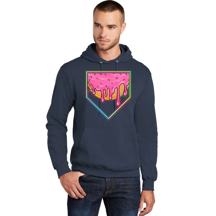 Dripping Pink Frosting Donut Baseball Diamond Home Plate Tall Hoodie