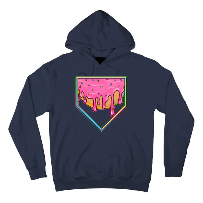 Dripping Pink Frosting Donut Baseball Diamond Home Plate Tall Hoodie