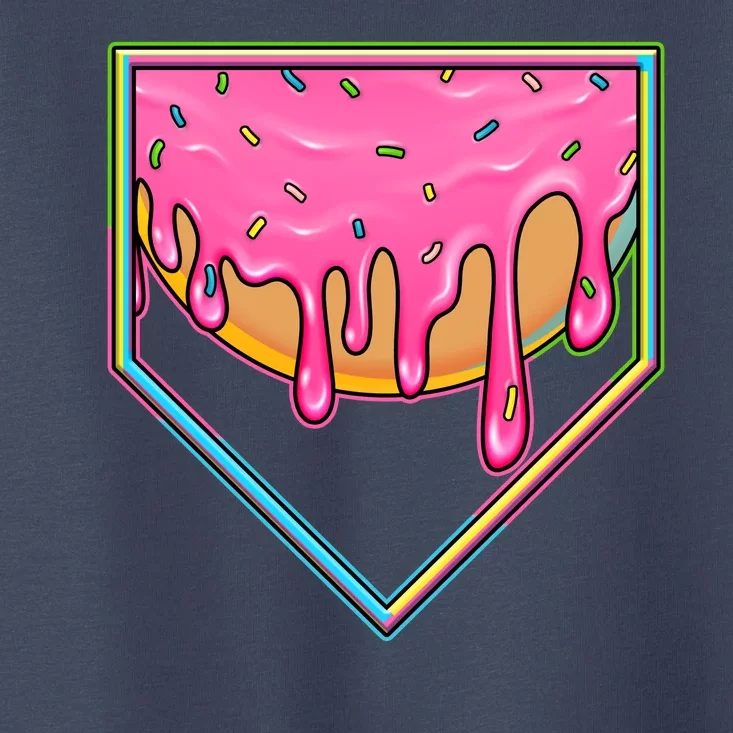 Dripping Pink Frosting Donut Baseball Diamond Home Plate Toddler T-Shirt